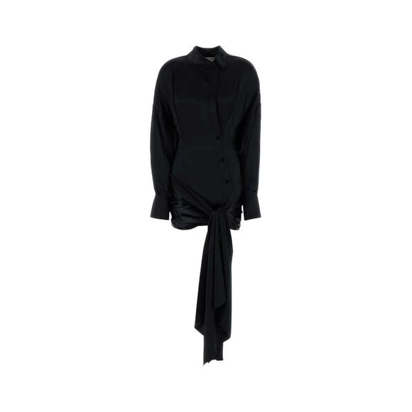 The Attico Women Black Satin Shirt Dress